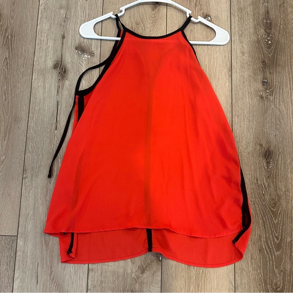 Red Sleeveless Halter Top with Black Trim Detail Red Blouse Tank top XS - Picture 1 of 2